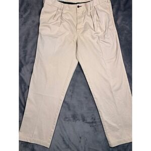 Orvis Mens Pleated Chino Pants Khaki Tan 100% Cotton Twill Size 42x29